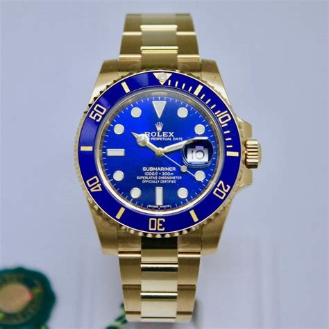 rolex submariner goud blauw|Rolex Submariner date.